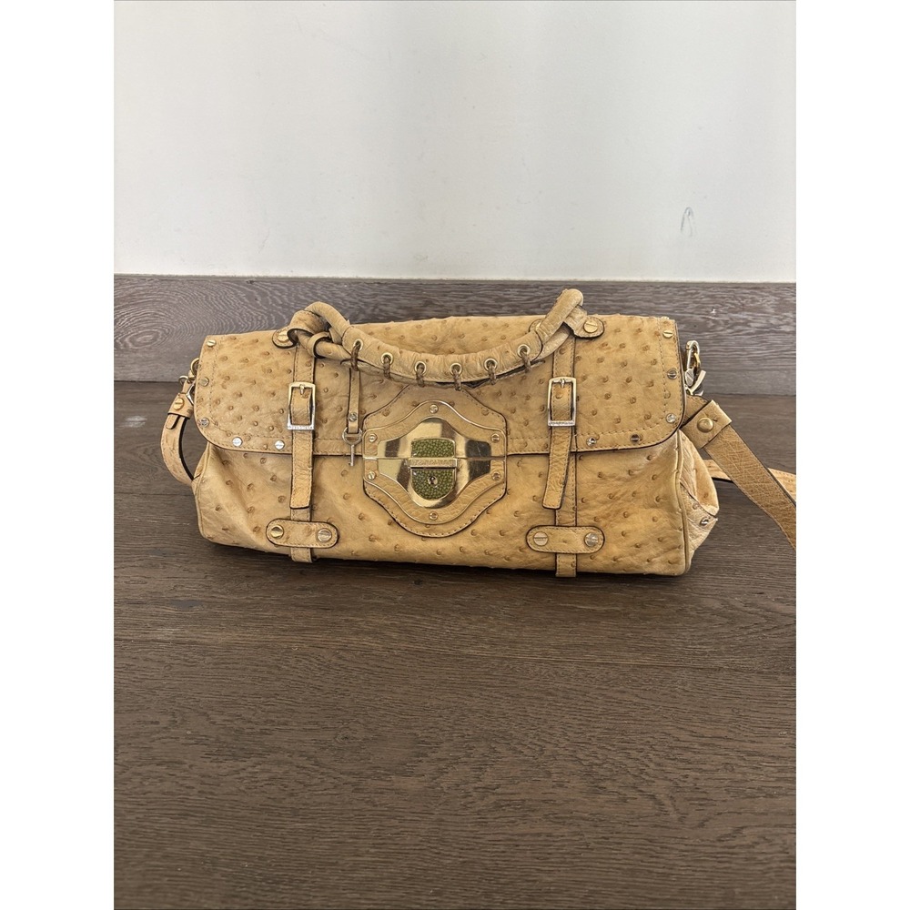 BORBONESE Ostrich handbag Camel, Ostrich
